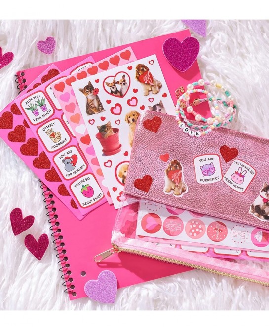 Bulk Valentine's Day Stickers Hearts and Animals (688-Count) $17.72 Kids' Stickers