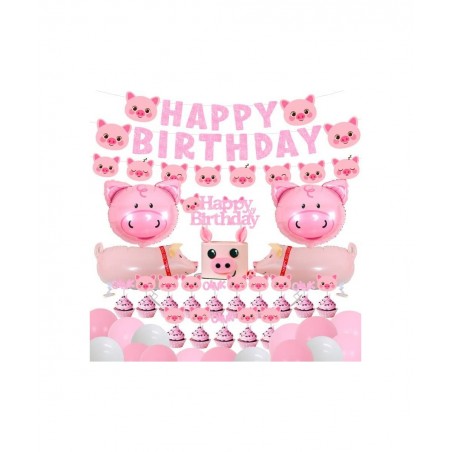 Pig Birthday Party Decorations Supplies Pink Pig Happy Birthday Banner Garland Cake Toppers Walking Pig Balloons for Girls Bi...