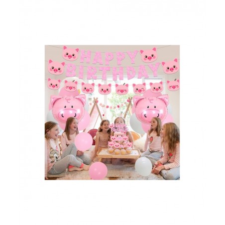 Pig Birthday Party Decorations Supplies Pink Pig Happy Birthday Banner Garland Cake Toppers Walking Pig Balloons for Girls Bi...