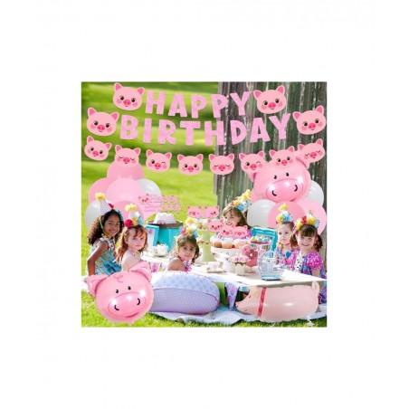 Pig Birthday Party Decorations Supplies Pink Pig Happy Birthday Banner Garland Cake Toppers Walking Pig Balloons for Girls Bi...
