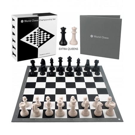 Championship Set Full Official Tournament Extra Queens Unique Sets for Kids and Adults Board Game Weighted Pieces (Extra Quee...
