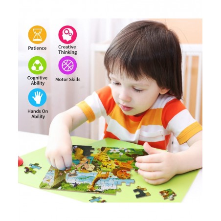 60 Pieces Animal Puzzles Kids Ages 3-5 Wooden Jigsaw Puzzles Montessori Puzzle for Toddler Educational Puzzles Gift for Girls...