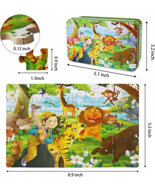 60 Pieces Animal Puzzles Kids Ages 3-5 Wooden Jigsaw Puzzles Montessori Puzzle for Toddler Educational Puzzles Gift for Girls...