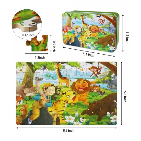 60 Pieces Animal Puzzles Kids Ages 3-5 Wooden Jigsaw Puzzles Montessori Puzzle for Toddler Educational Puzzles Gift for Girls...