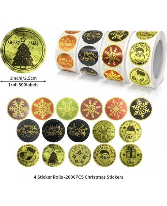2000 PCS Christmas Stickers Roll 1 Inch Merry Xmas Sticker Removable Waterproof Round Happy Holiday Labels for Envelope Seals...