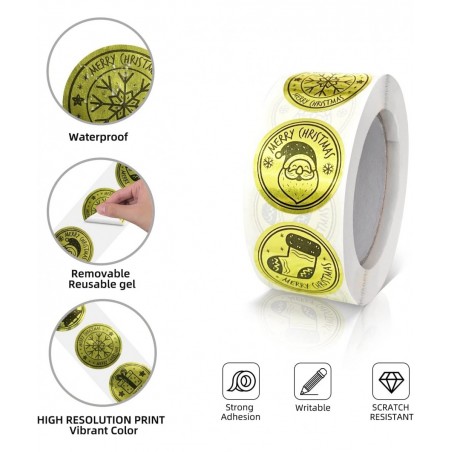 2000 PCS Christmas Stickers Roll 1 Inch Merry Xmas Sticker Removable Waterproof Round Happy Holiday Labels for Envelope Seals...