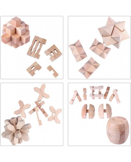 Brain Teaser Puzzles 3D Unlock Interlock Assorted Wooden and Metal Puzzles IQ Logic Puzzle for Adults and Kids Jigsaw Mind Pu...