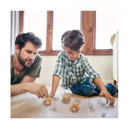 Brain Teaser Puzzles 3D Unlock Interlock Assorted Wooden and Metal Puzzles IQ Logic Puzzle for Adults and Kids Jigsaw Mind Pu...