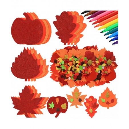 344 Pcs Fall Maple Leaf Stickers Foam Pumpkin Craft Kit Art Crafts Set DIY Thanksgiving Decorations for Kids Boys Girls Hallo...