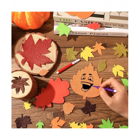344 Pcs Fall Maple Leaf Stickers Foam Pumpkin Craft Kit Art Crafts Set DIY Thanksgiving Decorations for Kids Boys Girls Hallo...