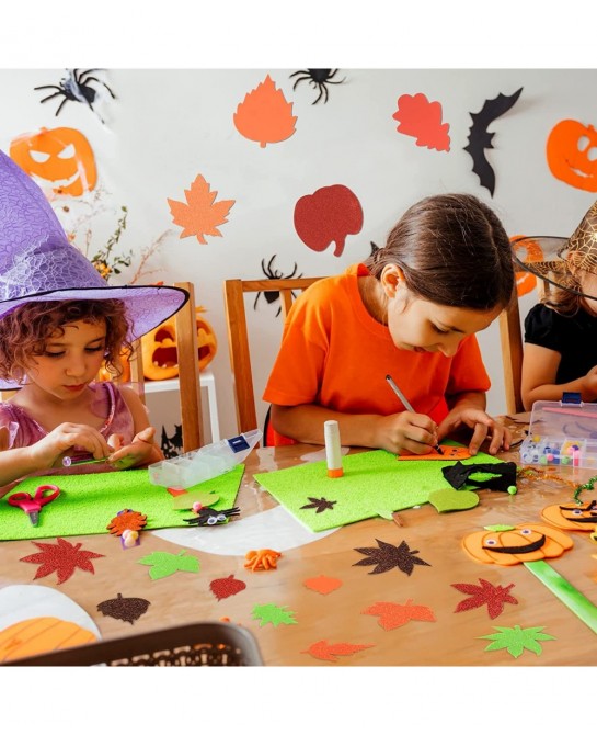 344 Pcs Fall Maple Leaf Stickers Foam Pumpkin Craft Kit Art Crafts Set DIY Thanksgiving Decorations for Kids Boys Girls Hallo...
