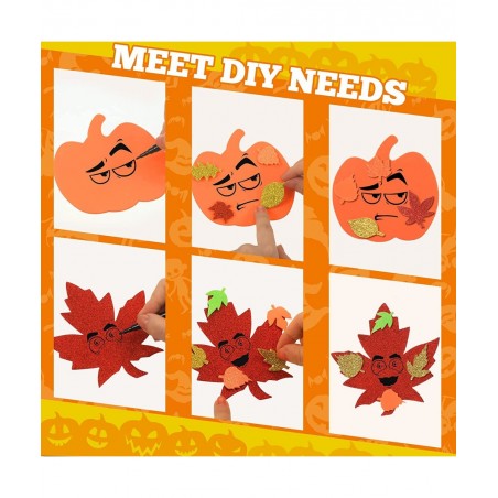 344 Pcs Fall Maple Leaf Stickers Foam Pumpkin Craft Kit Art Crafts Set DIY Thanksgiving Decorations for Kids Boys Girls Hallo...