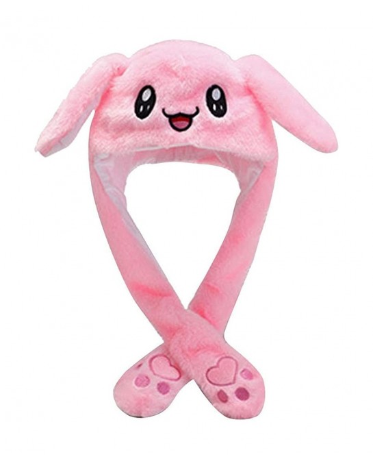 Cute Bunny Hat with Moving Ears for Adults Kids Pinch Ear to Jump Kawaii Plush Rabbit Hat Cap for Party Cosplay $21.41 Kids' ...