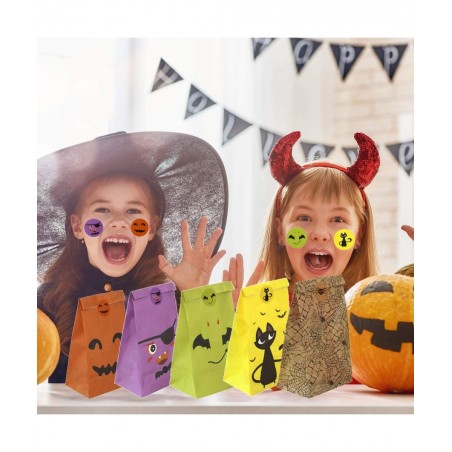 30 Pcs Halloween Treat Bags with Stickers 6 Styles Halloween Candy Bags for Reusable Trick or Treat Halloween Party Favor Bag...