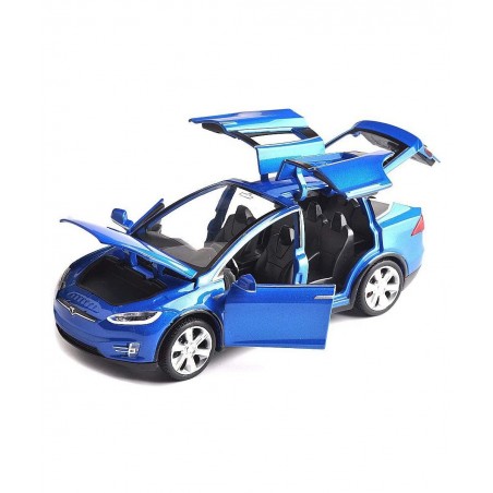 Car Model X 1:32 Scale Alloy diecast Pull Back Electronic Toys with Lights and Music Mini Vehicles Toys for Kids Gift (Blue) ...