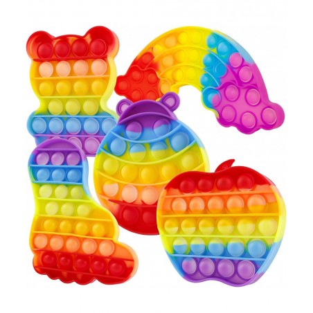 Pop Bubble Fidget Toy Gift for Kids Push 5 Pack Anxiety Sensory Set Rainbow Horse Bear Home School Office for Boys $14.82 Fid...