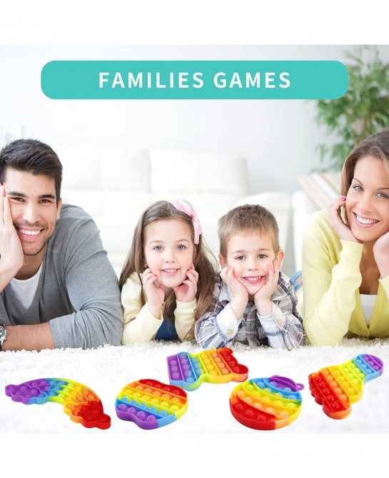 Pop Bubble Fidget Toy Gift for Kids Push 5 Pack Anxiety Sensory Set Rainbow Horse Bear Home School Office for Boys $14.82 Fid...