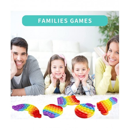 Pop Bubble Fidget Toy Gift for Kids Push 5 Pack Anxiety Sensory Set Rainbow Horse Bear Home School Office for Boys $14.82 Fid...