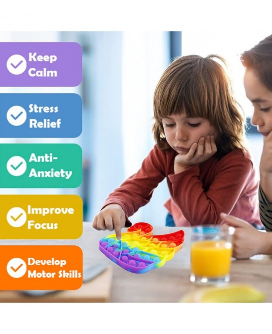 Pop Bubble Fidget Toy Gift for Kids Push 5 Pack Anxiety Sensory Set Rainbow Horse Bear Home School Office for Boys $14.82 Fid...