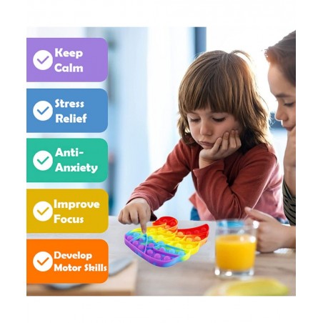 Pop Bubble Fidget Toy Gift for Kids Push 5 Pack Anxiety Sensory Set Rainbow Horse Bear Home School Office for Boys $14.82 Fid...