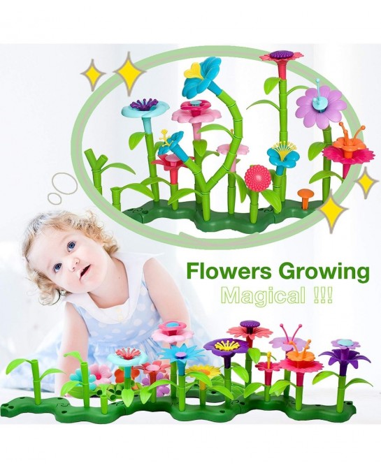 Flower Garden Building Set - Grow up! Fun Stacking Toys for Toddlers and Kids Age 3-6 Year Olds Educational Activity for Pres...