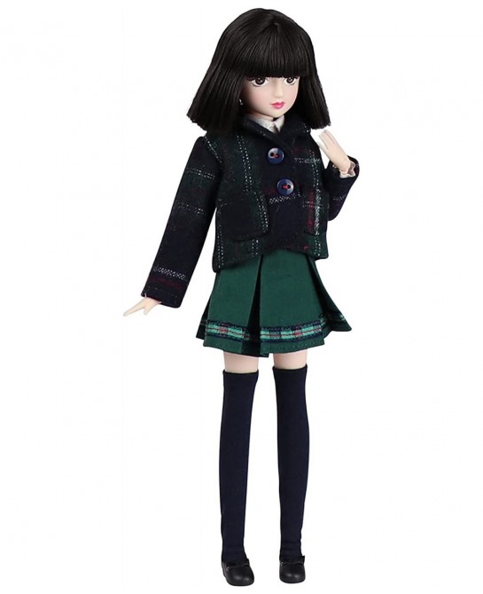10 inch 1/6 Scale Student Series Ball Jointed Doll with Black Hair Wearing British Style School Uniform Socks Shoes 18 Flexib...