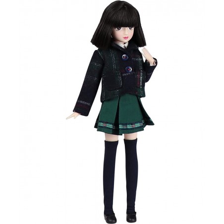10 inch 1/6 Scale Student Series Ball Jointed Doll with Black Hair Wearing British Style School Uniform Socks Shoes 18 Flexib...