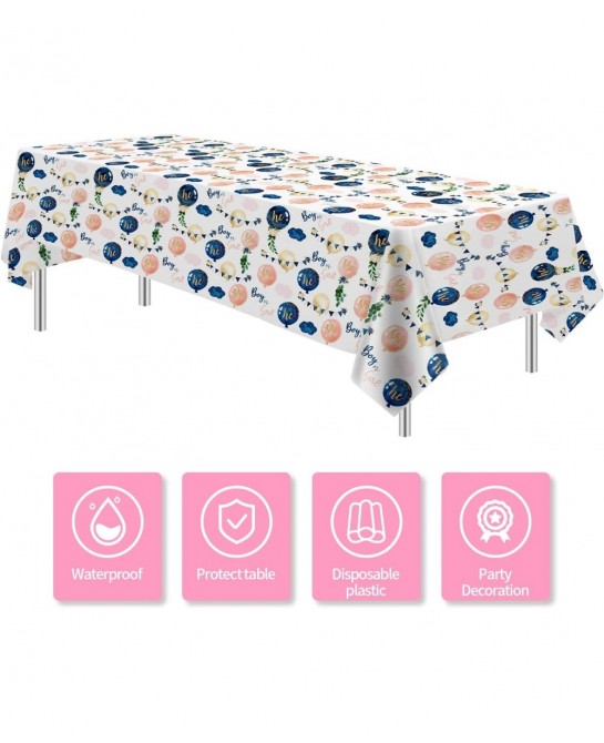 Gender Reveal Tablecloth - Disposable Boy or Girl Gender Reveal Party Table Cover Supplies Navy Blue and Pink Gender Reveal T...