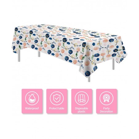 Gender Reveal Tablecloth - Disposable Boy or Girl Gender Reveal Party Table Cover Supplies Navy Blue and Pink Gender Reveal T...