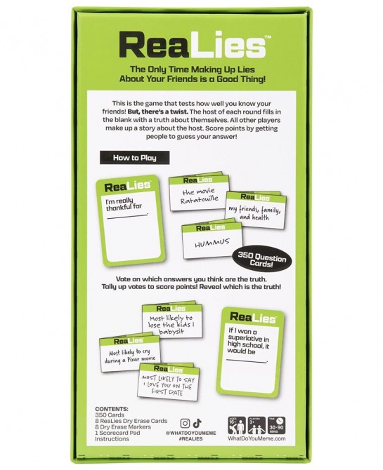 ReaLies – The Hilarious Party Game of Truths and Lies That Tests How Well You Know Your Friends – $25.78 Card Games