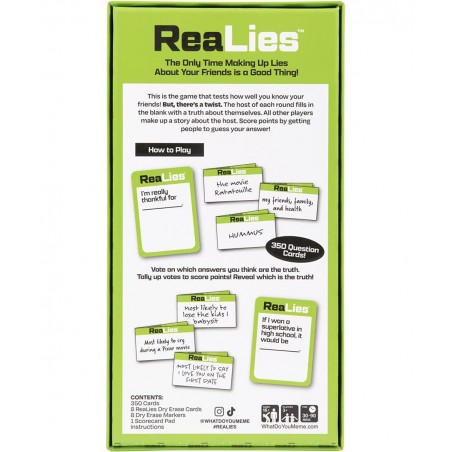 ReaLies – The Hilarious Party Game of Truths and Lies That Tests How Well You Know Your Friends – $25.78 Card Games
