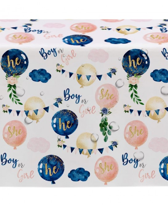 Gender Reveal Tablecloth - Disposable Boy or Girl Gender Reveal Party Table Cover Supplies Navy Blue and Pink Gender Reveal T...