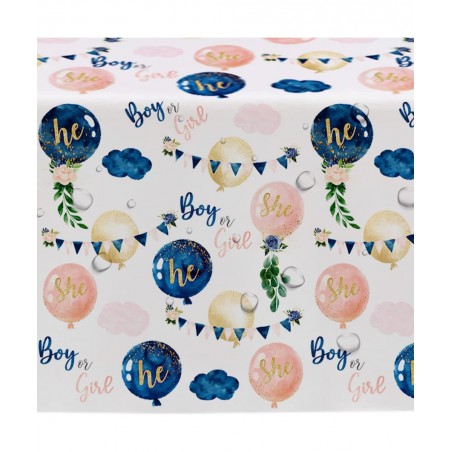 Gender Reveal Tablecloth - Disposable Boy or Girl Gender Reveal Party Table Cover Supplies Navy Blue and Pink Gender Reveal T...