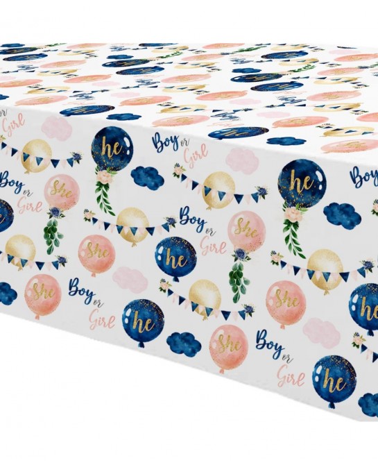 Gender Reveal Tablecloth - Disposable Boy or Girl Gender Reveal Party Table Cover Supplies Navy Blue and Pink Gender Reveal T...