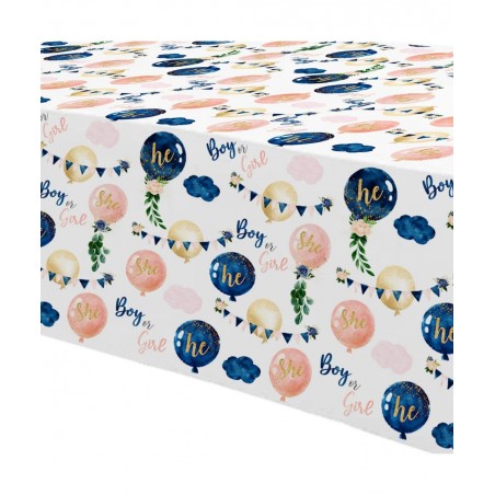 Gender Reveal Tablecloth - Disposable Boy or Girl Gender Reveal Party Table Cover Supplies Navy Blue and Pink Gender Reveal T...