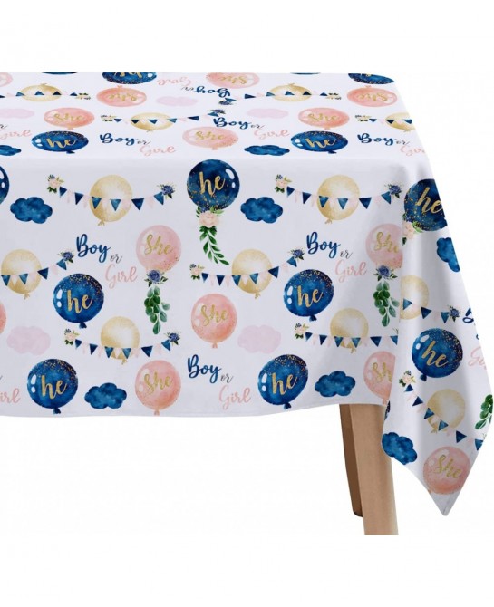Gender Reveal Tablecloth - Disposable Boy or Girl Gender Reveal Party Table Cover Supplies Navy Blue and Pink Gender Reveal T...