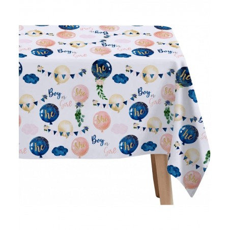 Gender Reveal Tablecloth - Disposable Boy or Girl Gender Reveal Party Table Cover Supplies Navy Blue and Pink Gender Reveal T...