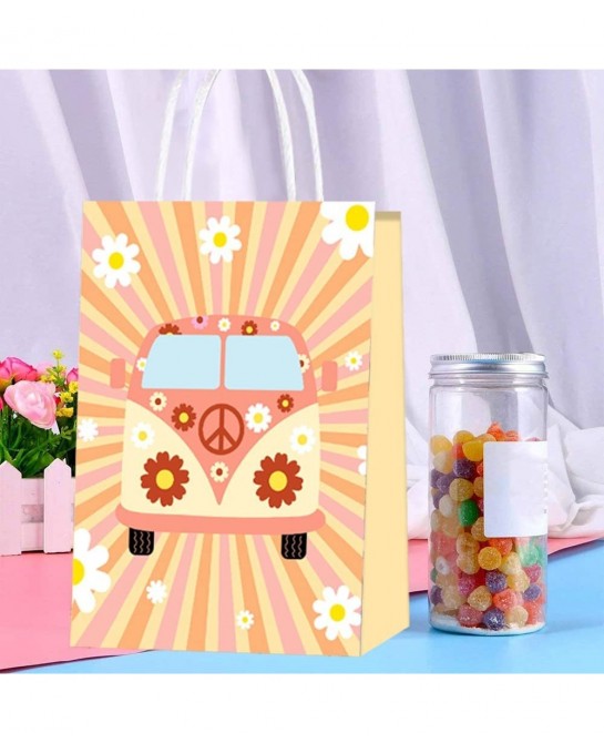 16PCS Two Groovy Retro Hippie Boho Girl Party Favor Bags Party Gift Goody Treat Candy Bags for Baby Two Year Old Favors Decor...
