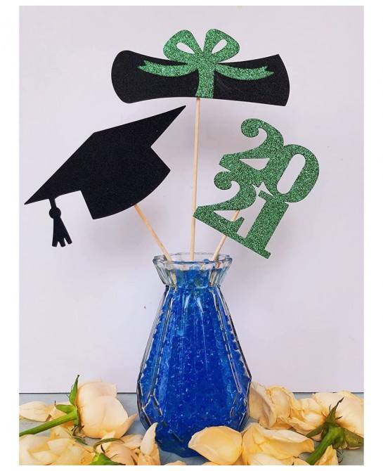 Glitter 2022 Graduation Party Centerpiece Sticks Green- Table Toppers for 2022 Graduation Party Decoration Party Supplies Set...