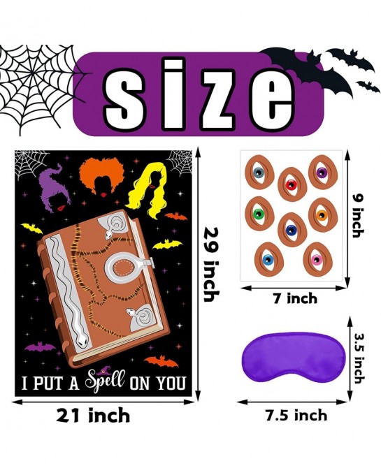Halloween Games for Kids Party Hocus Pocus Pin The Eye on The Spell Book Halloween Party Games for Kids Adults Halloween Hocu...