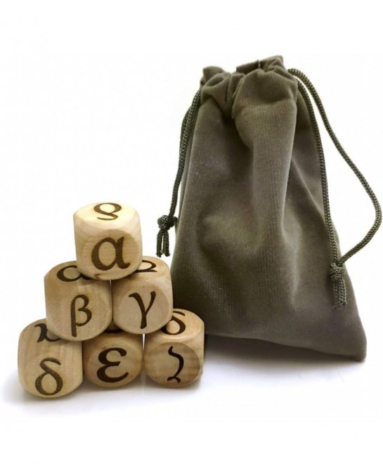 20MM Wood Dice Set Creative Design Greek Alphabet Pattern Wooden Rolling Dices Party Game Roll Decider 6 Pcs $15.14 Game Acce...