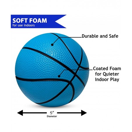 5 Inch Foam Mini Basketball for Indoor Basketball Mini Hoops 2 Pack | Safe & Quiet Foam Basketball for Over The Door Mini Hoo...