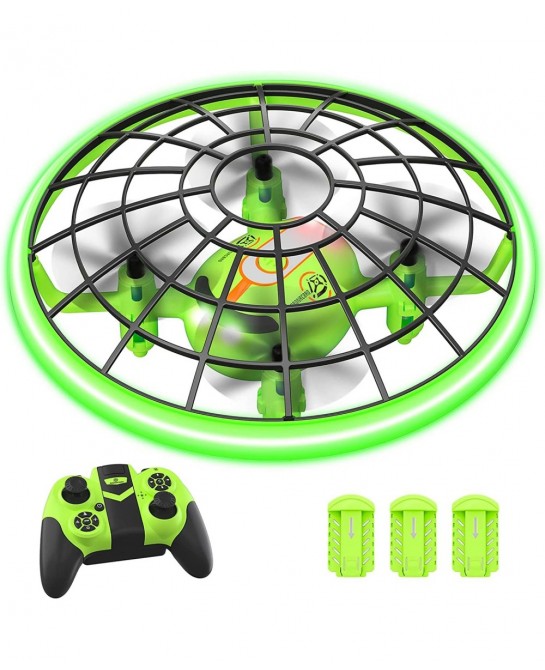 Drone Toys for Kids Cool Gifts for Boys and Girls Mini Drone with Green LED Light RC Drone with 3D Flips Headless Mode Altitu...