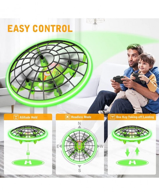 Drone Toys for Kids Cool Gifts for Boys and Girls Mini Drone with Green LED Light RC Drone with 3D Flips Headless Mode Altitu...