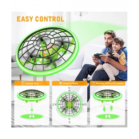 Drone Toys for Kids Cool Gifts for Boys and Girls Mini Drone with Green LED Light RC Drone with 3D Flips Headless Mode Altitu...
