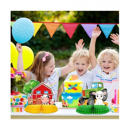 12 Pcs Tractor Farm Party Decorations Tractor Honeycomb Table Centerpiece Tractor Birthday Party Supplies Animal Farmer Table...