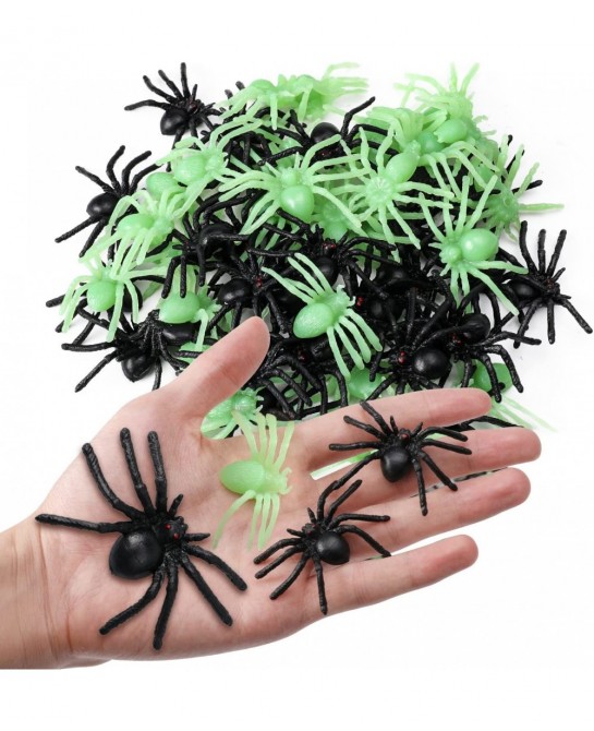 Laivomda 60 Pcs Plastic Spiders for Halloween Decorations & Party Decors Realistic Spiders Bulk Fake Spiders Halloween Prank ...