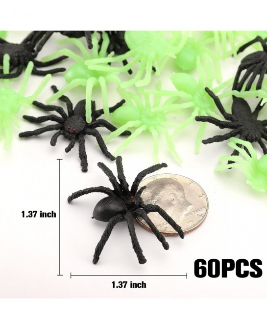 Laivomda 60 Pcs Plastic Spiders for Halloween Decorations & Party Decors Realistic Spiders Bulk Fake Spiders Halloween Prank ...