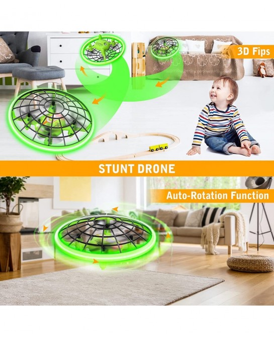 Drone Toys for Kids Cool Gifts for Boys and Girls Mini Drone with Green LED Light RC Drone with 3D Flips Headless Mode Altitu...