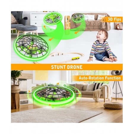 Drone Toys for Kids Cool Gifts for Boys and Girls Mini Drone with Green LED Light RC Drone with 3D Flips Headless Mode Altitu...